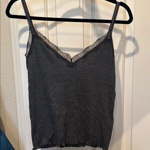 J. Crew fine rib lace trim tank Top